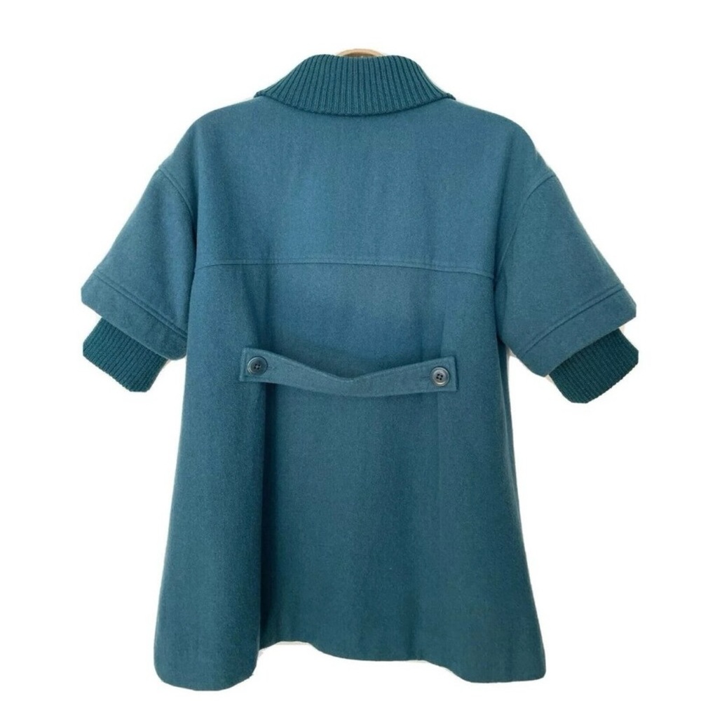 Women's Sundance Catalog Large Teal Mid-Sleeve Lined Button Down Coat w/pockets - Picture 3 of 4